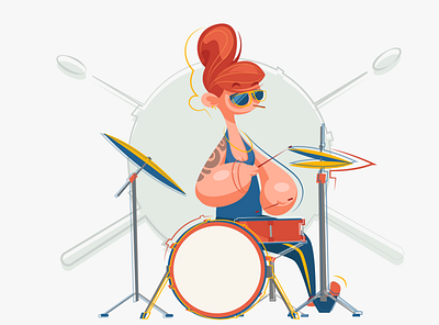 Drums cartoon character character design drummer drums drumset illustration
