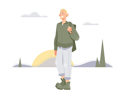 Hiking cartoon character character design illustration