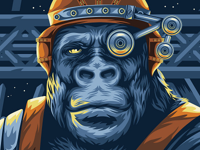 Steampunk and Makers Fair blacksmith fur gorilla illustration sci fi silverback steampunk vector