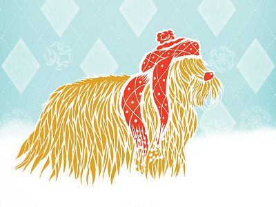 Holiday Puli christmas dog fur hair handrawn holiday holiday art hungarian water dog puli snow