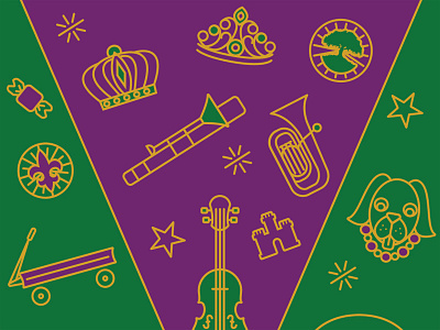2016 Mardi Gras Cover Art carnival fat tuesday gold icon line art mardi gras music parade purple symbol tradition