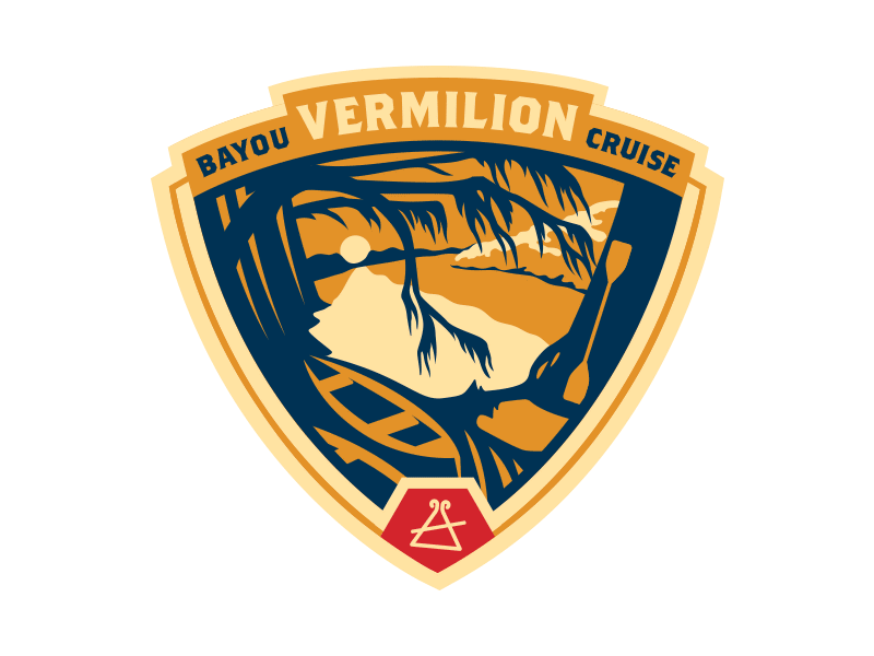 Bayou Vermilion Cruise bayou canoe cypress enclosure kayak logo outdoor paddling patch vermilion waterways