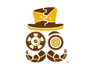 Steampunk and Makers Fair Logo brand face fair gears icon identity logo mark steampunk