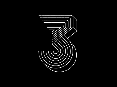 #3 abstract black design lines number three typography