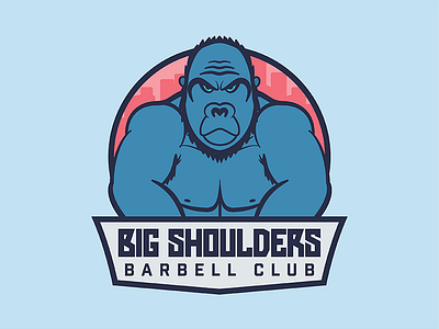 Big Shoulders Barbell Club angry barbell branding chicago city crossfit gorilla identity logo monkey muscle weightlifting