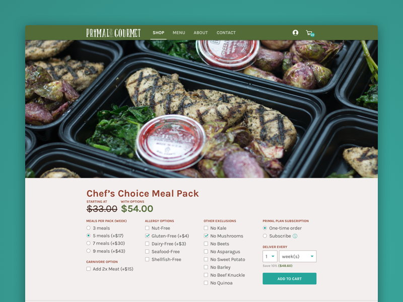 Subscription Meal Plan Product Page by Dan! Marino on Dribbble