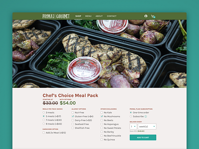 Subscription Meal Plan Product Page