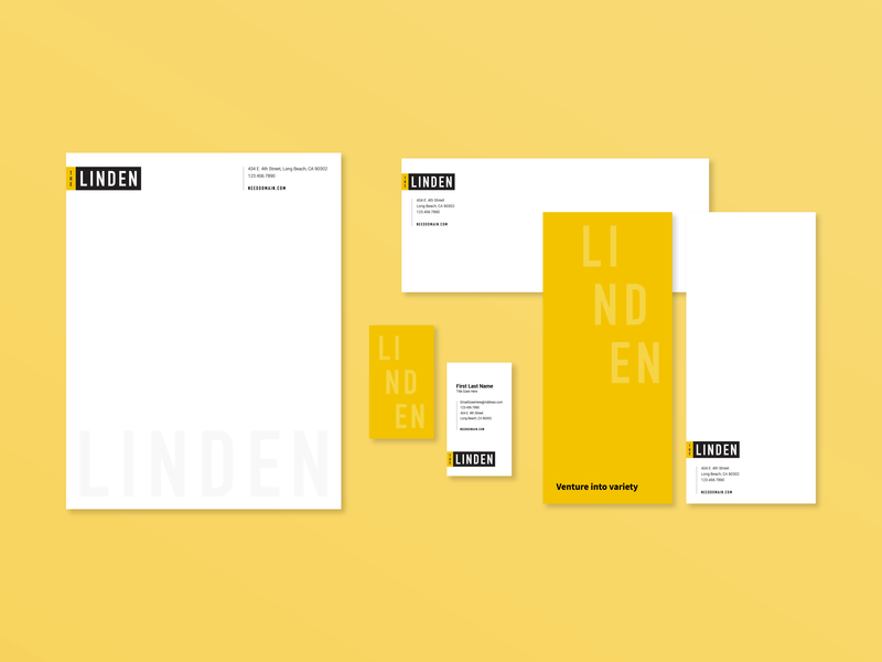The Linden Stationery branding business card colorful envelope letterhead print stationery