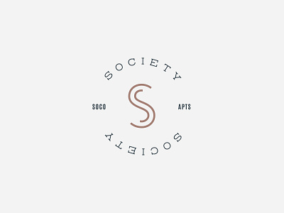 Society SoCo Logo apartments brand branding clean identity lettermark logo mark sophisticated symbol