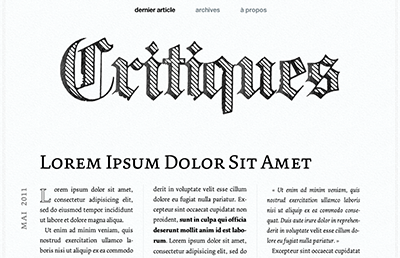Critiques css3 gothic html5 nodejs serif