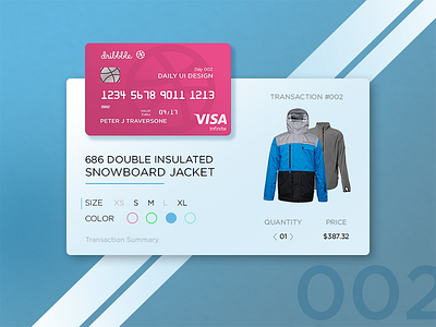 Credit Card Checkout - 002 card credit card daily ui dribbble photoshop snowboarding transaction web design