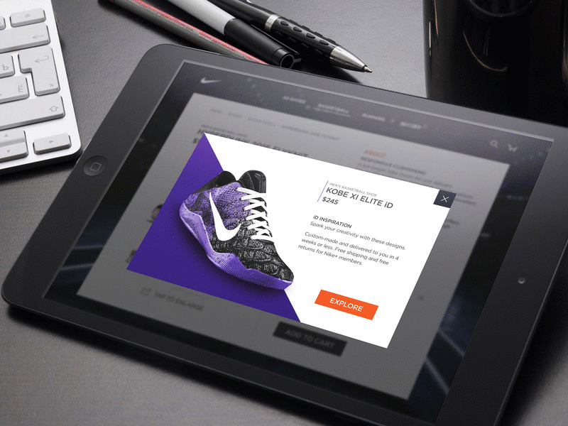 Nike iD - 016 after effects daily ui ipad nike overlay photoshop pop up pop up shoes ui