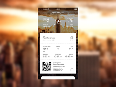Boarding Pass - 024 boarding pass concept daily ui ios iphone mobile mobile pay mobile ui sketch ticket ui uidesign