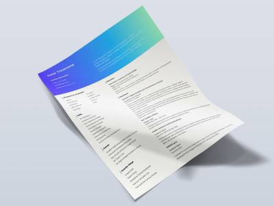 Pete's updated resume bright bright colors gradient gradient design grid indesign print design resume