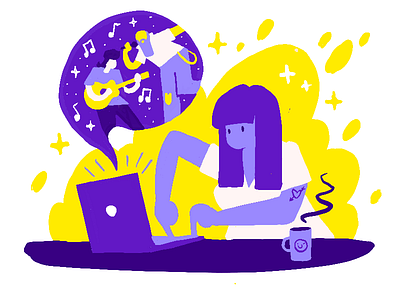 i sit at my desk all day everyday branding corporate design illustration purplepeople ui