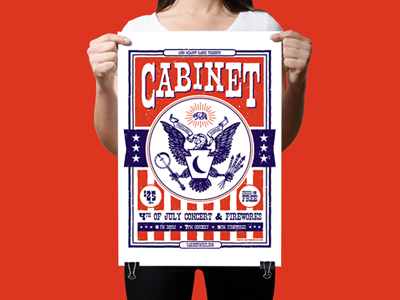 Cabinet 7/4 Poster bluegrass cabinet design eagle gig poster poster screen print usa