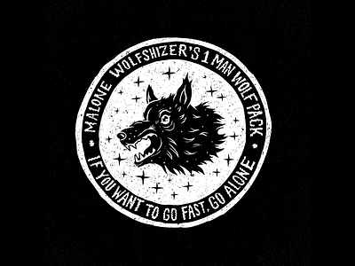 Malone Wolfshizer's 1 Man Wolf Pack badge illustration letting lockup logo wolf