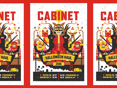Cabinet Halloween 2016 bluegrass critters gig poster halloween van woodland