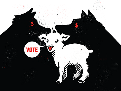 Vote capitalism democracy design illustration sheep vote wolf