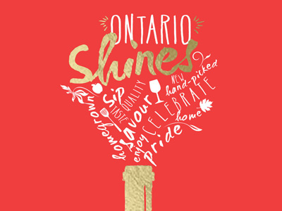 LCBO - Ontario Shines campaign advertising campaign gold handwritten in store liquor store ontario signage word mark