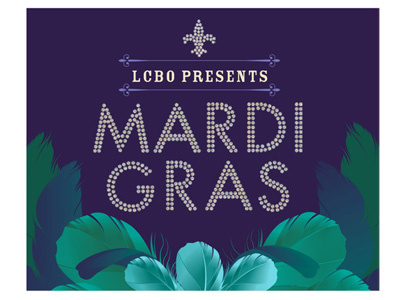 LCBO Mardi Gras Campaign advertising banners campaign feathers in store liquor store mardi gras pop purple