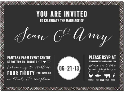 Amy & Sean's wedding Invite Front black invitation modern script wedding white