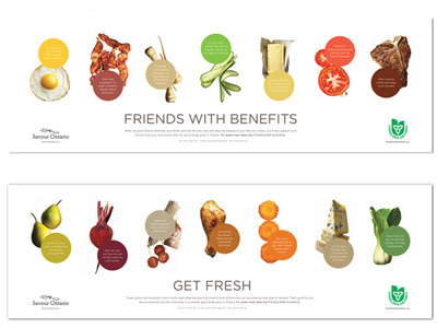Foodland Get Fresh Transit Ads bright colorful food fresh light styling