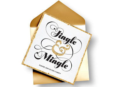 Jingle & Mingle Holiday Invite black gold holiday invitation invite poster script typography