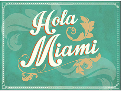 Hola Miami! Cocktails promotion for LCBO. cigar box cuban gold lcbo promotion miami ornate poster script teal type