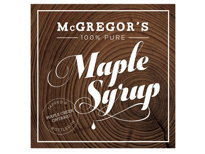 Maple Syrup Label food label maple syrup packaging script woodgrain