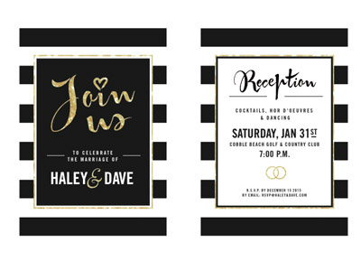 Modern Wedding Invitations black gold invitations modern stripes wedding white
