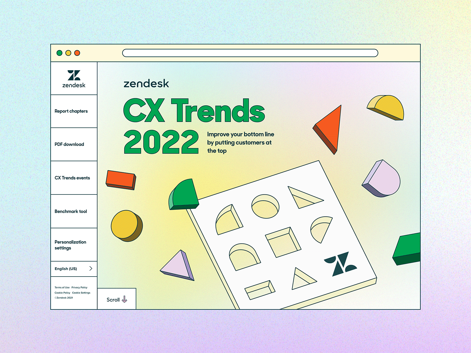CX Trends 2022 interactive report charts content data visualization editorial gradients longform report site design trends ui ux website