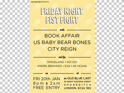Time for a Friday Night Fist Fight club night fist gig gig poster icon music music poster poster shading typography