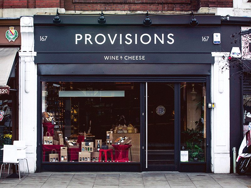 Provisions Dribbble blue branding cheese shop store wine