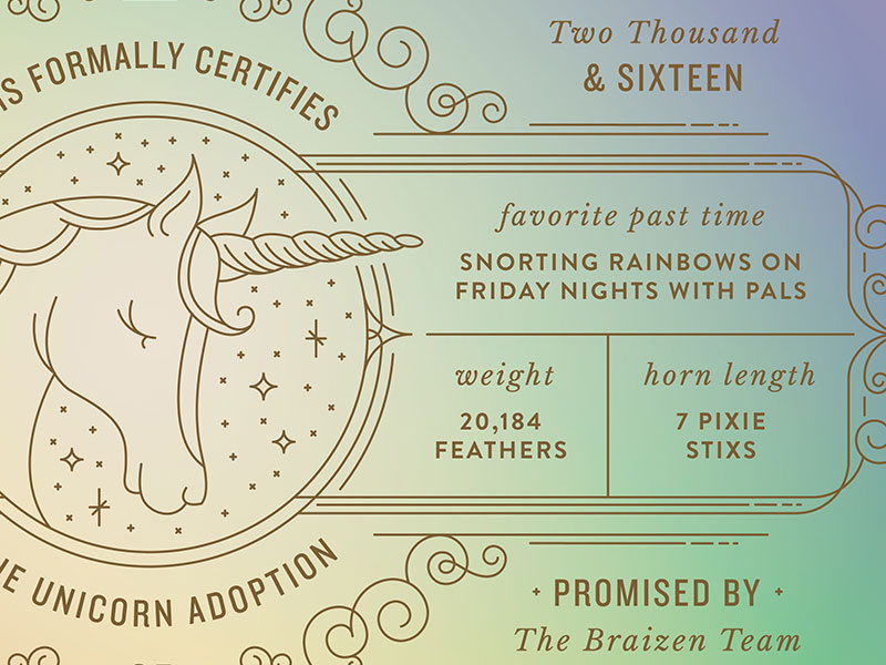 Unicorn Adoption Certificate By Braizen On Dribbble