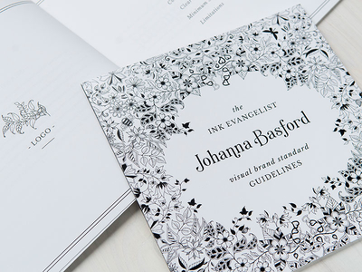 Johanna Basford Brand Standards Guide artist brand standards branding coloring book illustrator logo