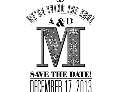 McGilvray Save the Date line art monogram ribbon save the date victorian wedding wedding promotion
