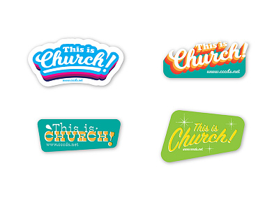 Church Stickers 1950s 1960s 1970s retro script stickers typography