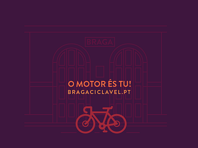 Card illustration association bicycle braga building illustration portugal purple