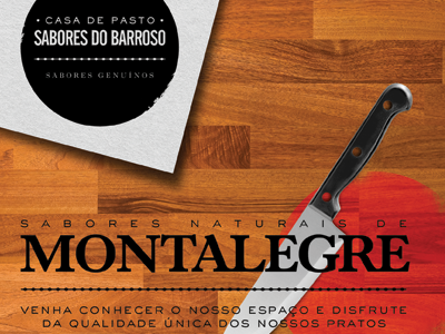 Restaurant Flyer flyer graphic design knife logotype restaurant texture wood