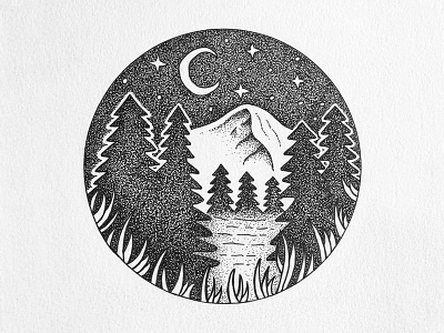 Night sky design drawing ink landscape nature night outdoors pen sky stipple