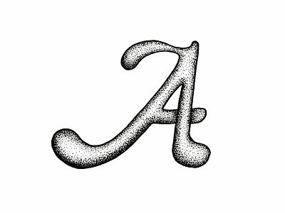 The letter A alphabet black and white design drawing graphic design illustration ink lettering pen stipple typedesign typeface typography