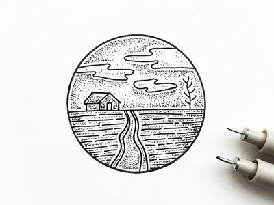 Little House doodle dots drawing illustration indiana indianaart indianaartist ink landscape nature outdoors pen penandink shading sketch sky stipple