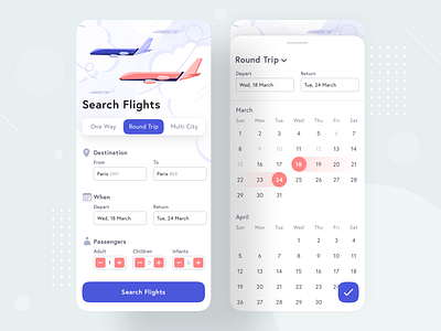 Search Flights - Mobile Booking App UI Design