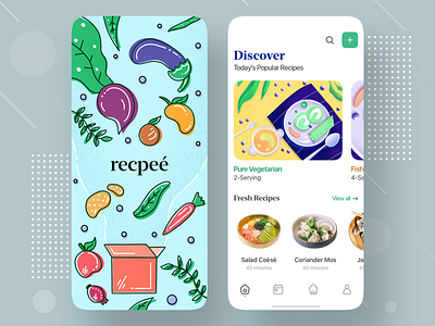 Recipe Mobile App Exploration 2020 trends android app app clean app clean app design dashboard illustraion ios ios app minimal minimal app mobile app design mobile design page recipe recipe app recipes splash trending design welcome