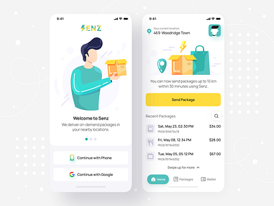 On-demand Package Delivery - iOS Mobile App • Senz