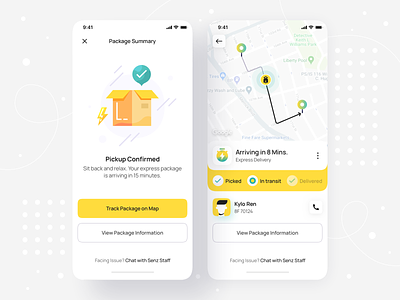 Package Delivery Summary & Live Tracking - iOS Mobile App • Senz