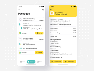 Package Order List and Order Summary - iOS Mobile App • Senz app design card ui checkout delivery delivery app delivery service delivery status invoice ios app design list view mobile mobile app design mobile ui mobile ui design order order details order summary payment summary tabbar