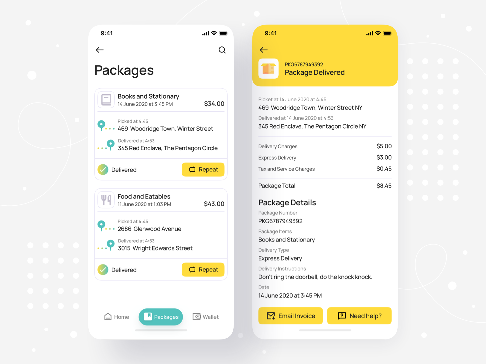 Package Order List and Order Summary iOS Mobile App • Senz by Nitish