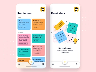 Reminders - iOS App Design app best ui design clean design empty state illustration interface ios ios14 minimal minimal ui mobile mobile app mobile app design mobile ui reminder reminders todo ui ux